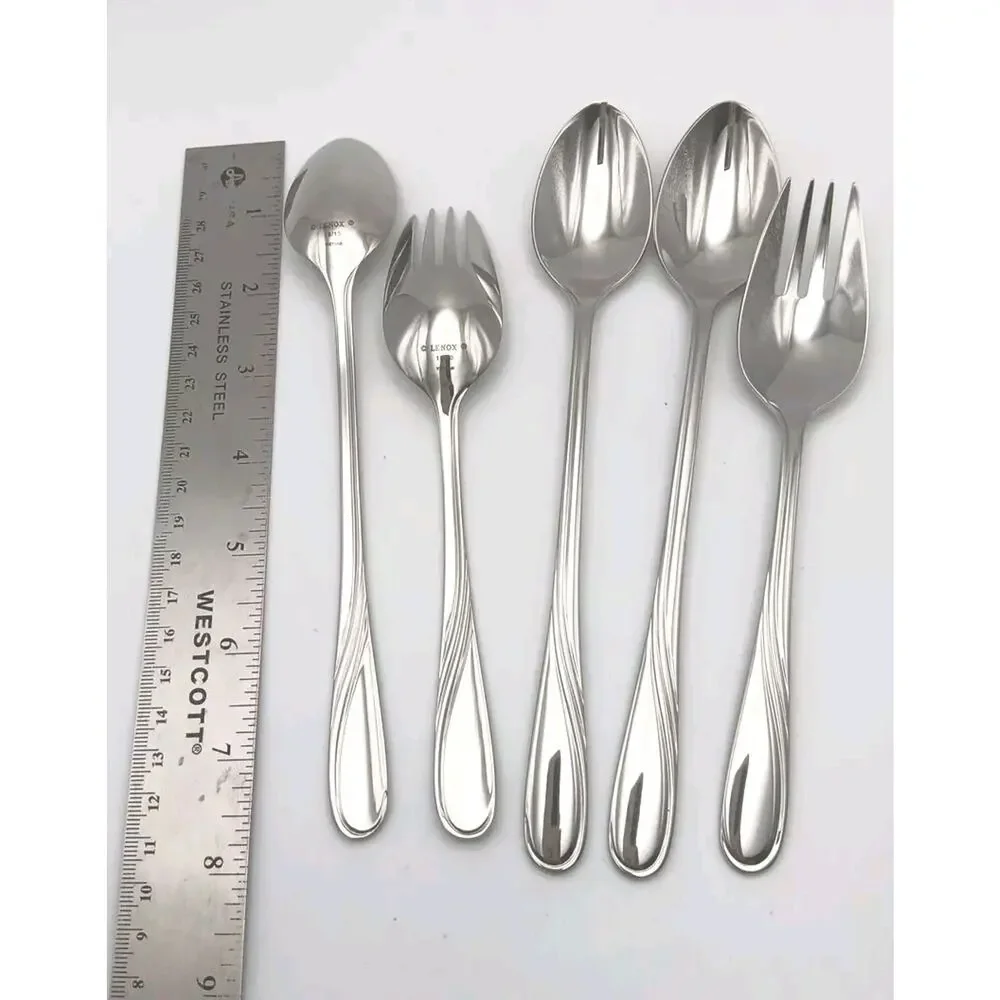 Lenox Summerville 5 Pc IceTea Spoon & Spork Set 18/10 Stainless Flatware Vietnam